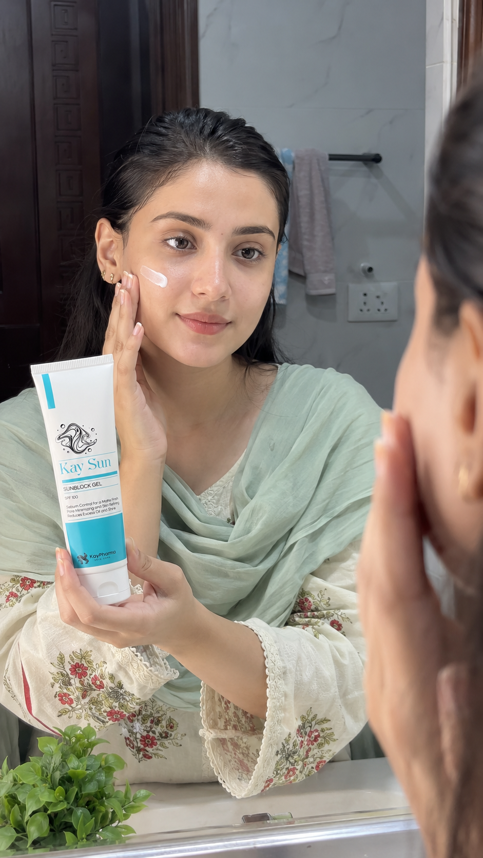 KayPharma skincare routine mirror image